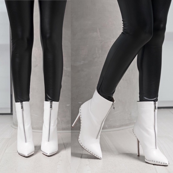 White Studded Booties - Picture 4 of 8